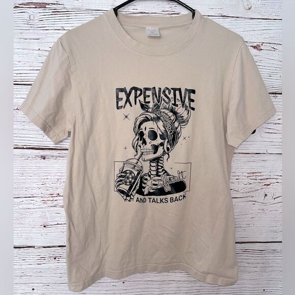 Women’s Graphic Beige Short Sleeve T-Shirt - Picture 1 of 4